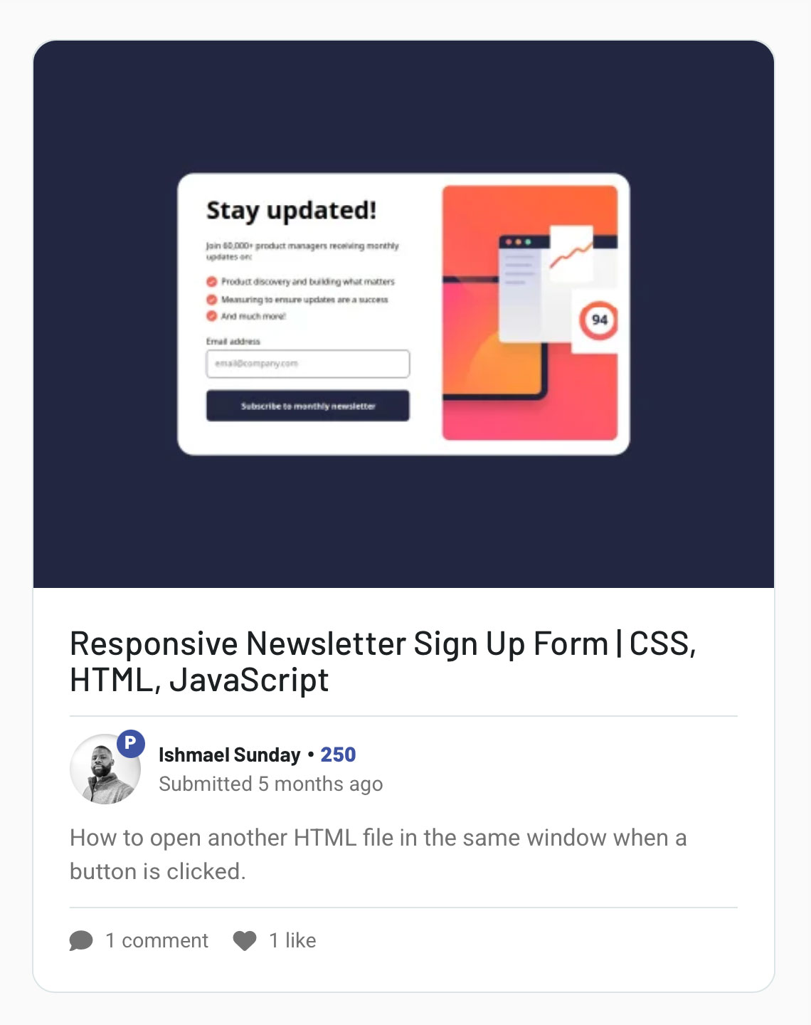 Email Subscription Landing page